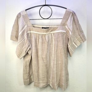Sale ARCHITECT square neck loose fit short sleeve pleated top Size Large